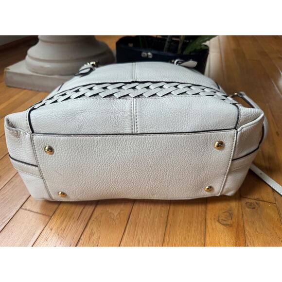 MICHAEL KORS GLADSTONE LARGE white LEATHER TOP ZIP LOGO SATCHEL (PU500 - Picture 12 of 13